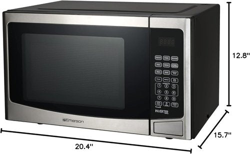 Emerson Microwave Oven - 1.2 Cu. Ft. Capacity, 1000W Power, Inverter Technology & LED Display - Stainless Steel