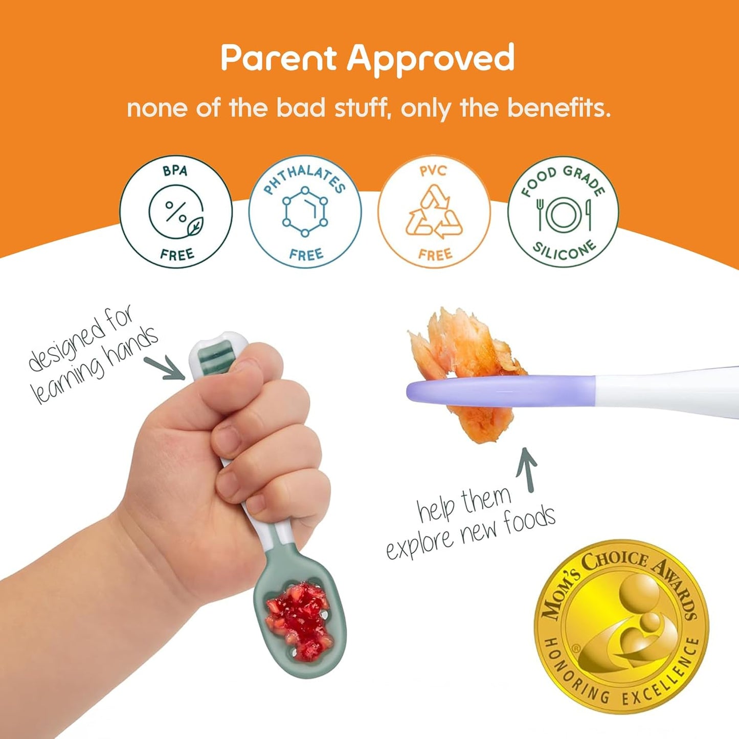 NumNum Baby Spoons Set - Silicone Self-Feeding Utensils for 6+ Months | BPA-Free, 4 Pack in Classic Colors