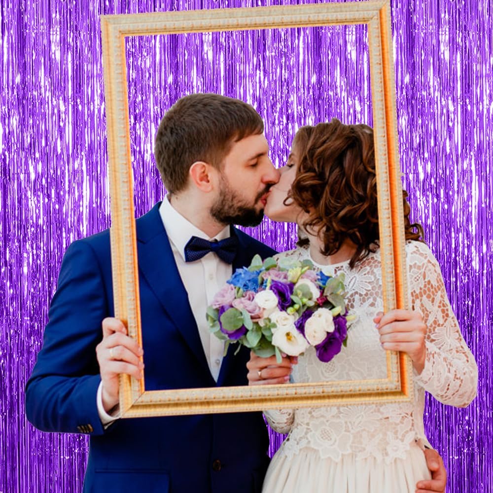 Purple Tinsel Streamers by [Brand Name] - 20 Pack Foil Fringe Backdrop for Parties & Celebrations