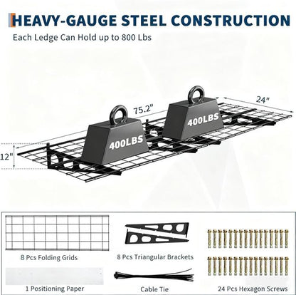 Heavy Duty Wall Shelves by [Brand Name] - 2 Pack 2x6 FT Adjustable Garage Storage | 1600 LBS Capacity, Black