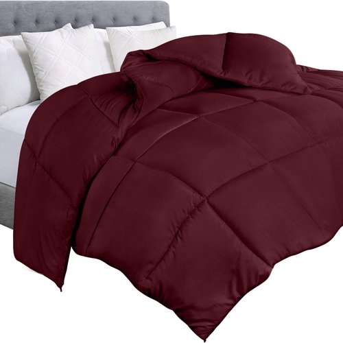 Utopia Bedding Comforter Duvet Insert, Quilted Comforter with Corner Tabs, Box Stitched Down Alternative Comforters King Size (Burgundy)
