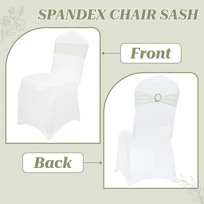MDS Spandex Chair Sashes - Universal Fit Elastic Stretch Bow Ties for Weddings & Events | Ivory, Pack of 125