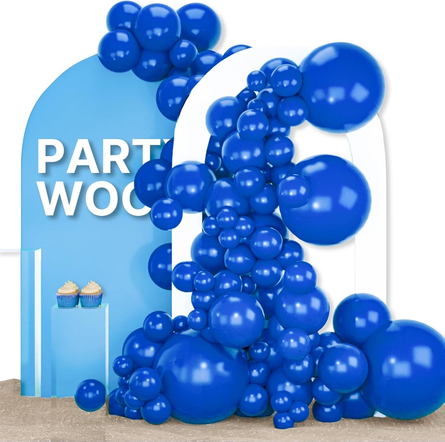 PartyWoo Royal Blue Balloons - 155-Piece Balloon Arch Kit for Baby Showers & Graduations | 5-18 Inch Sizes