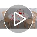 Misaya Round Fitted Vinyl Tablecloth with Elastic Edge - Red & Black, Fits 45-56 Inch