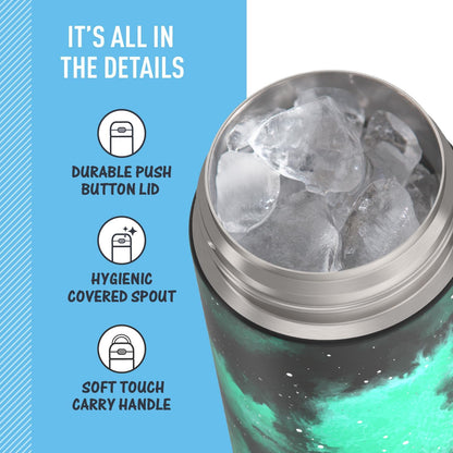THERMOS FUNTAINER 16 Ounce Stainless Steel Vacuum Insulated Bottle - Galaxy Green with Wide Spout Lid