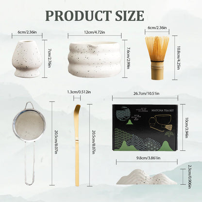 TOPCHANCES 7-Piece Elegant Matcha Kit: Bowl, Whisk, Scoop, Sifter, Towel - Perfect Set for Matcha Enthusiasts
