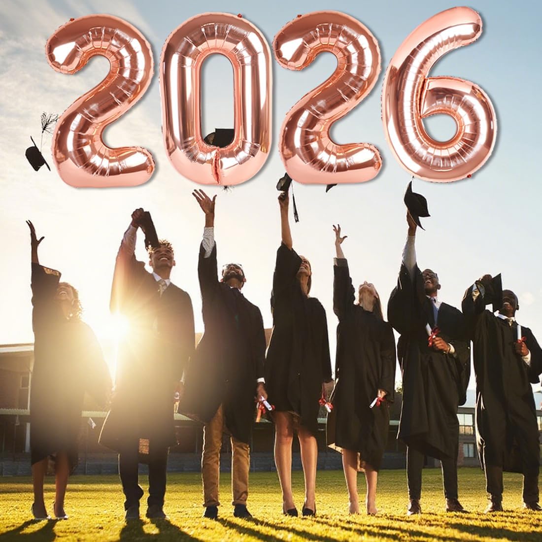 2026 Numbers Balloon - Rose Gold 40 Inch | Perfect for New Year's Eve & Graduation Celebrations
