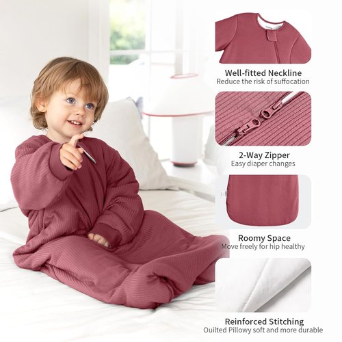 BubblePanda Bamboo Sleep Sack - Supersoft 1.5 Tog Long Sleeve Blanket for Babies 6-12 Months
