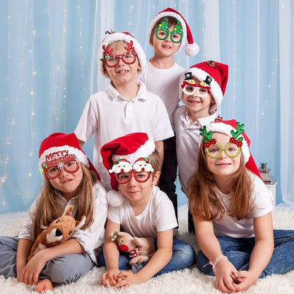 12 Pack Christmas Glitter Glasses - Fun Party Favors & Stocking Stuffers