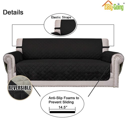 Easy-Going Sofa Slipcover Reversible Loveseat Sofa Cover Couch Cover for 2 Cushion Couch Furniture Protector with Elastic Straps for Pets Kids Dog Cat (Oversized Loveseat, Army Green/Beige)