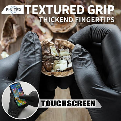 FINITEX Nitrile Disposable Black Gloves - 3.5mil Powder-Free & Latex-Free | Ideal for Cleaning & Food Prep (Pack of 60)