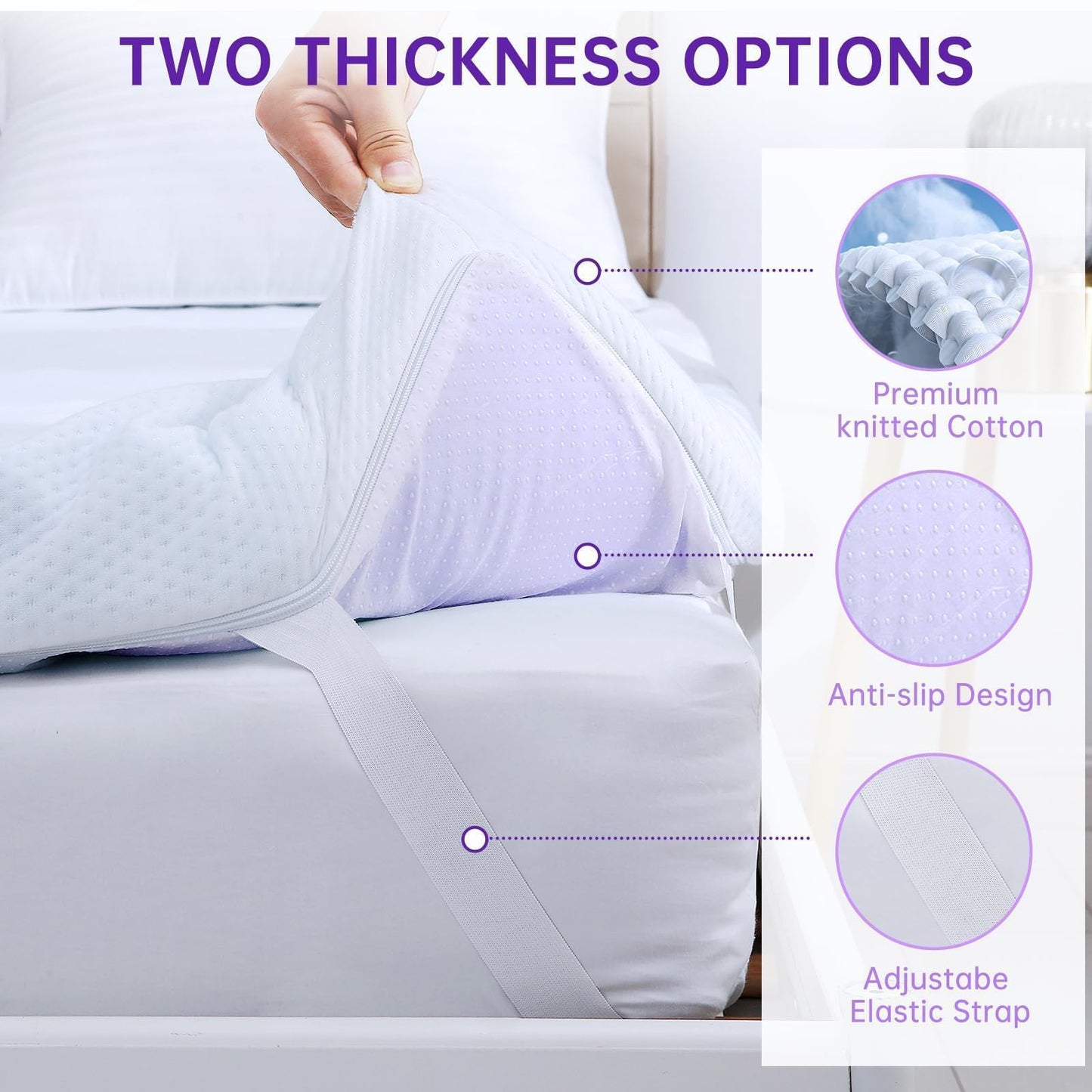MUXHOMO 2 Inch 7-Zone Full Mattress Topper, Egg Crate Foam Mattress Topper Full Size for Back Pain, Lavender Cooling Gel Infused Bed Pad, CertiPUR-US and Oeko-TEX Certification (54"×75")