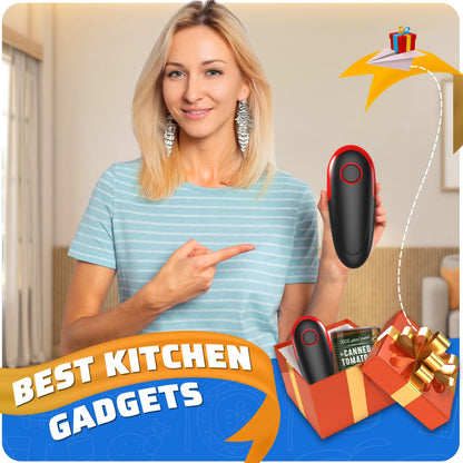One Touch Electric Can Opener Easy Open Any Can Sizes with Smooth Edge, Food-Safe Handheld Portable Battery Operated Electric Can Openers, Kitchen Gadget for Kitchen, Seniors, Chef, Arthritis