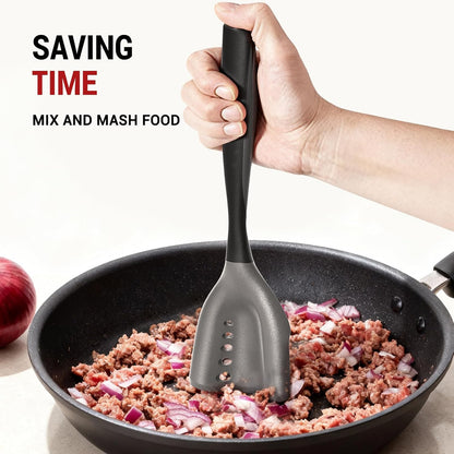 Mincing Spatula | Premium Heat Resistant Meat Chopper & Hamburger Grinder - Black