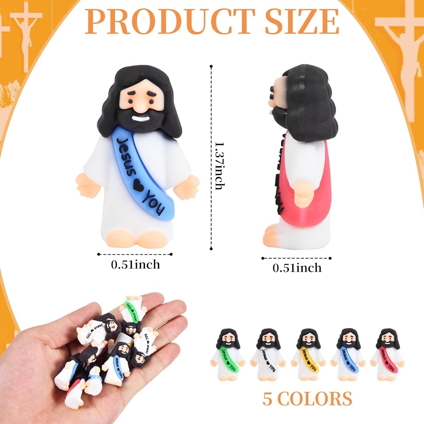 Nedeqi Mini Jesus Figurines - 100 PCS Tiny Pocket Rubber Jesus Figures for Religious Favors | Baptism & Easter Gifts