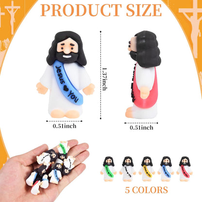 Nedeqi Mini Jesus Figurines - 100 PCS Tiny Pocket Rubber Jesus Figures for Religious Favors | Baptism & Easter Gifts