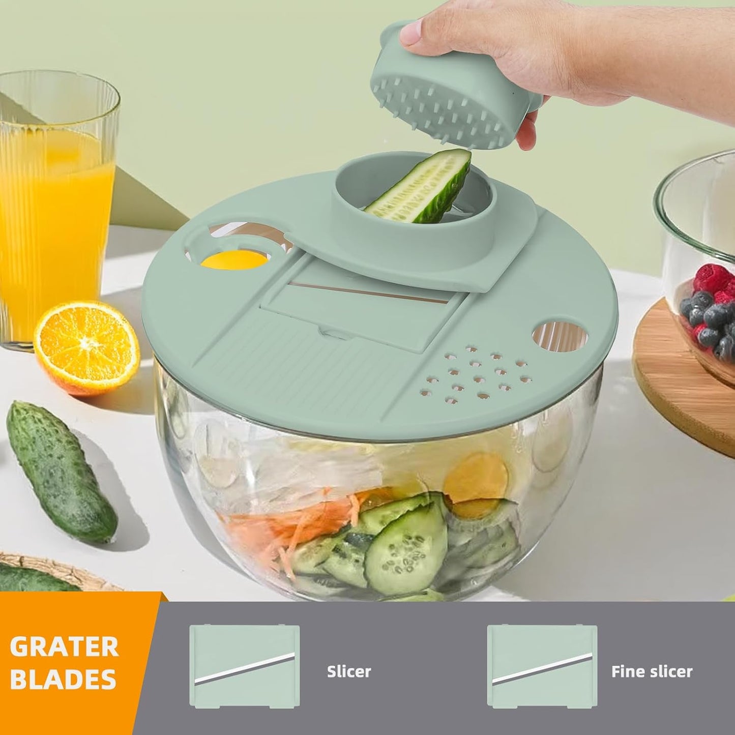 Salad Spinner by [Brand Name] - 5.3Qt Large Lettuce and Fruit Washer with Strainer