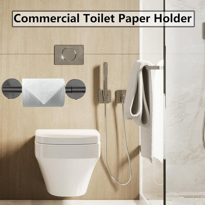 Skiennix Toilet Paper Holder - Double Post Pivoting Design, Rustproof Stainless Steel | Fits Mega Rolls, Black