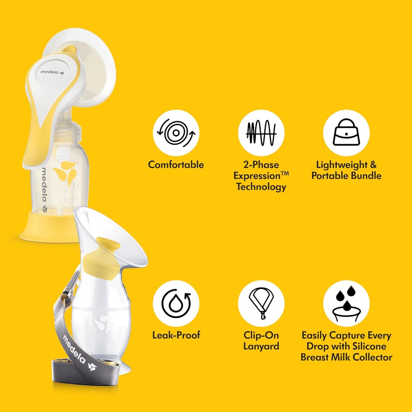 Medela Harmony Manual Breast Pump Bundle - Perfect Pair with Silicone Breast Milk Collector | Lightweight & BPA-Free