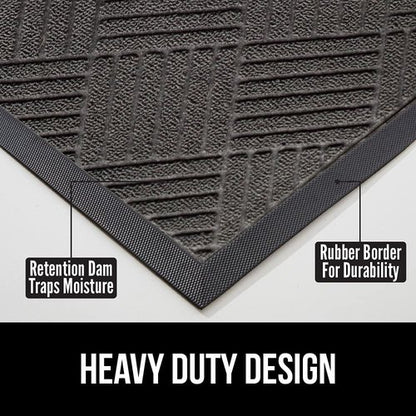 Gorilla Grip All-Season Doormat & Magnetic Screen Door Bundle - Heavy Duty Mesh, Gray Diamond, 17x29 in & 38x82 in