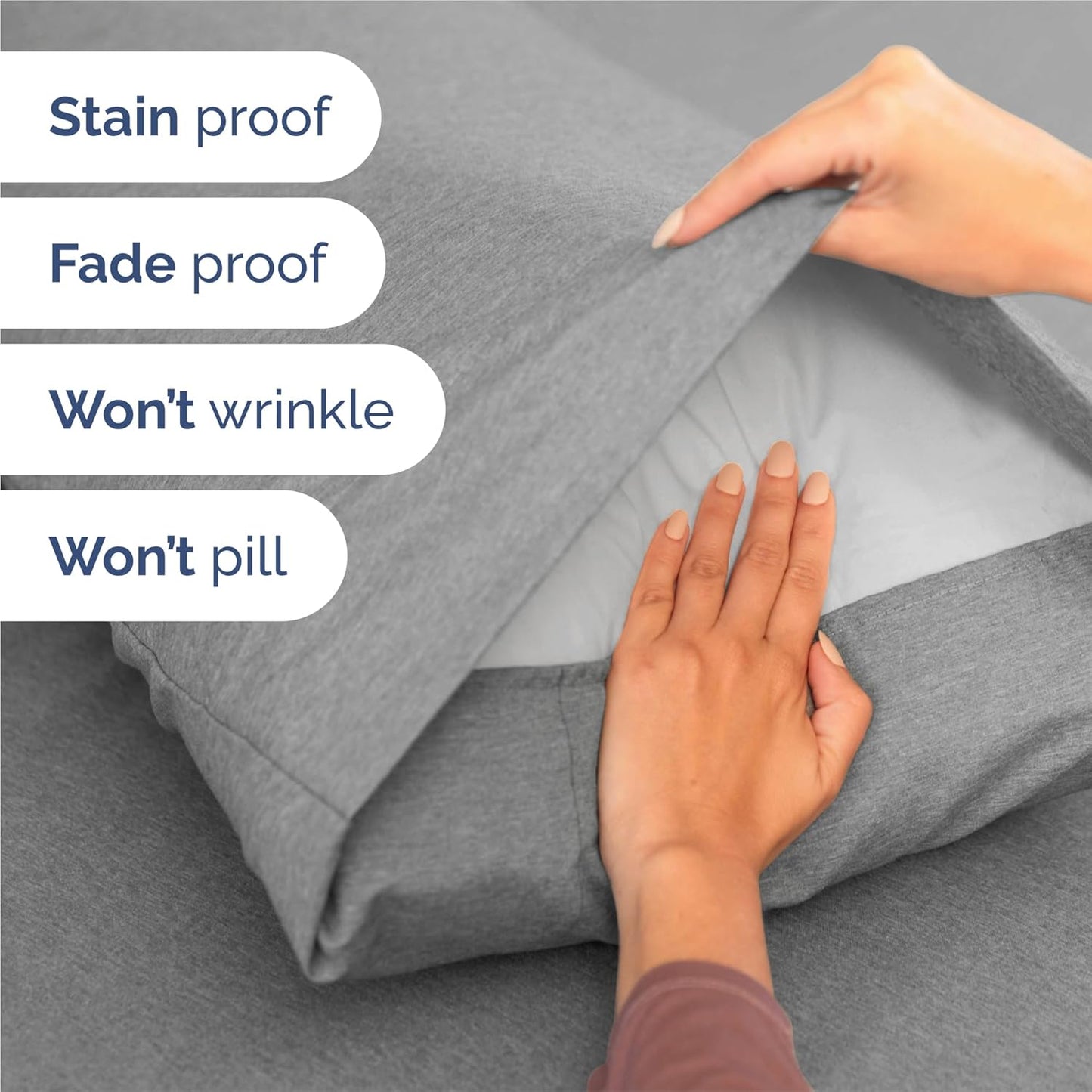 Split King Size 5 Piece Sheet Set - Comfy Cooling Bed Sheets for Luxury Bedding - Deep Pockets & Wrinkle-Free - Grey