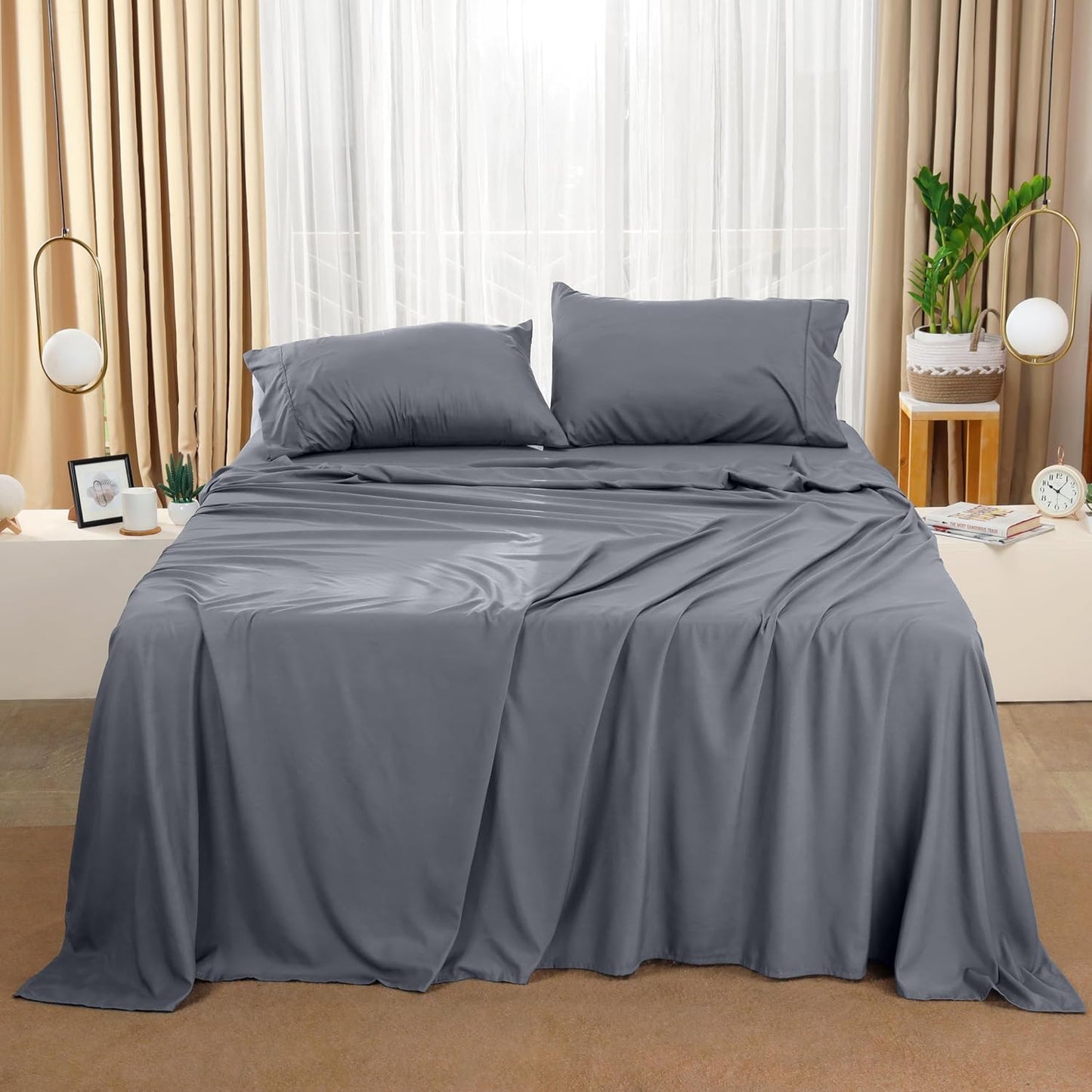 Utopia Bedding Full Bed Sheets Set - Soft Brushed Microfiber | Fade & Shrink Resistant - Grey