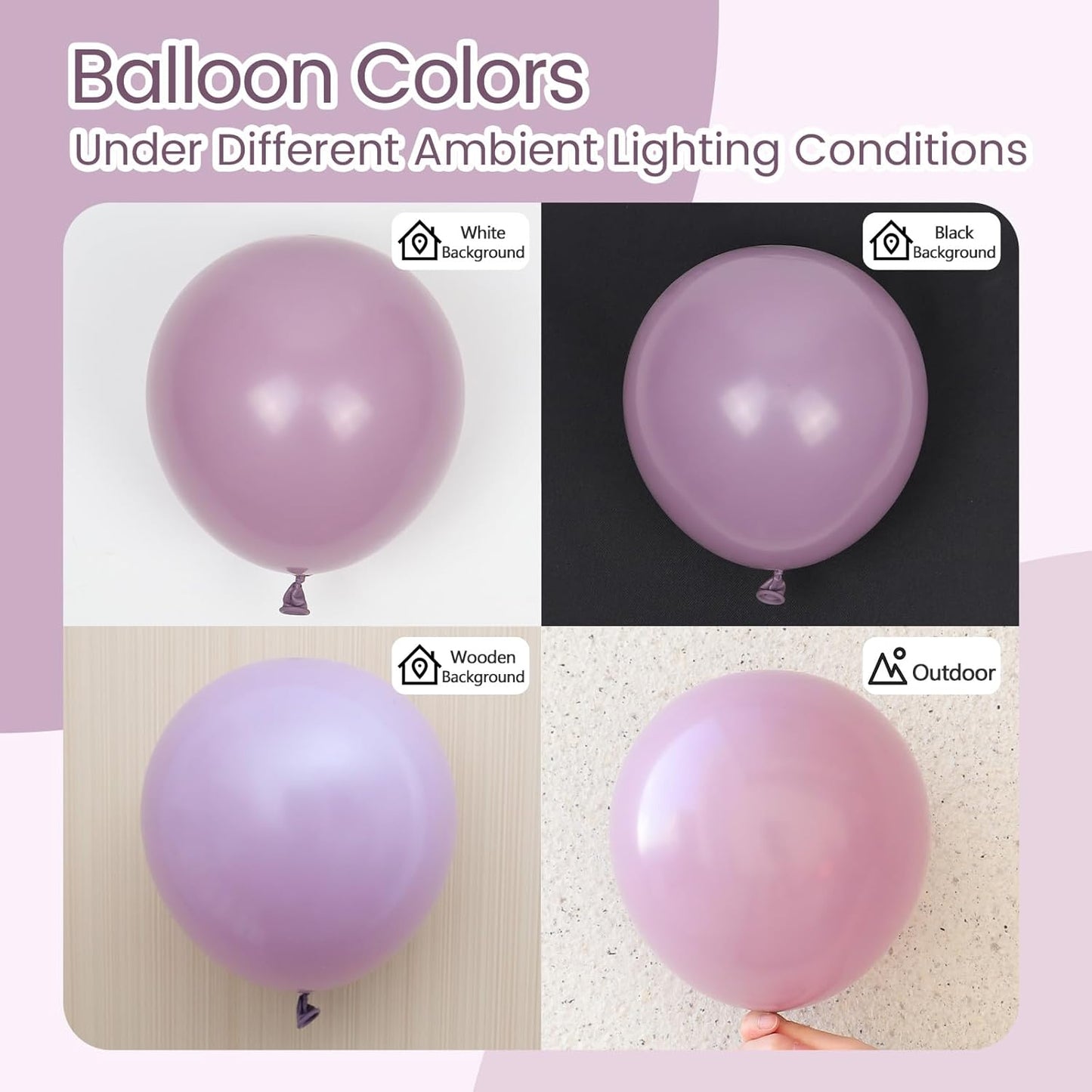 Skiennix Dusty Purple Balloon Set - 120 Pieces in 5-18 Inch Sizes for Boho Bridal & Baby Shower Decor