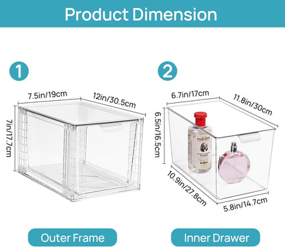 Vtopmart Stackable Makeup Organizer - 4 Pack Storage Drawers Set for Easy Access and Neat Display