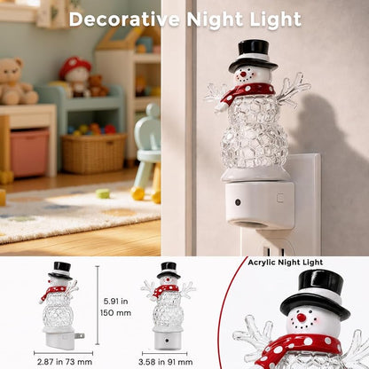 Snowman Night Light with 3 Lighting Modes, Dusk to Dawn Sensor, 8 Colors | Snowman Christmas Plug-in
