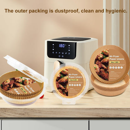 Skiennix Air Fryer Liners - 100 Pcs Non-Stick Parchment Paper for 6.3-Inch Round Air Fryers | Food Grade Accessories