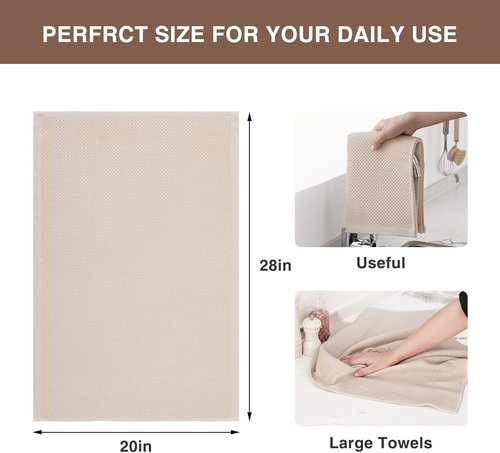 Homaxy 100% Cotton Waffle Weave Dish Towels - Ultra Soft & Absorbent | Quick Drying, 20x28 Inches, 8-Pack, Beige
