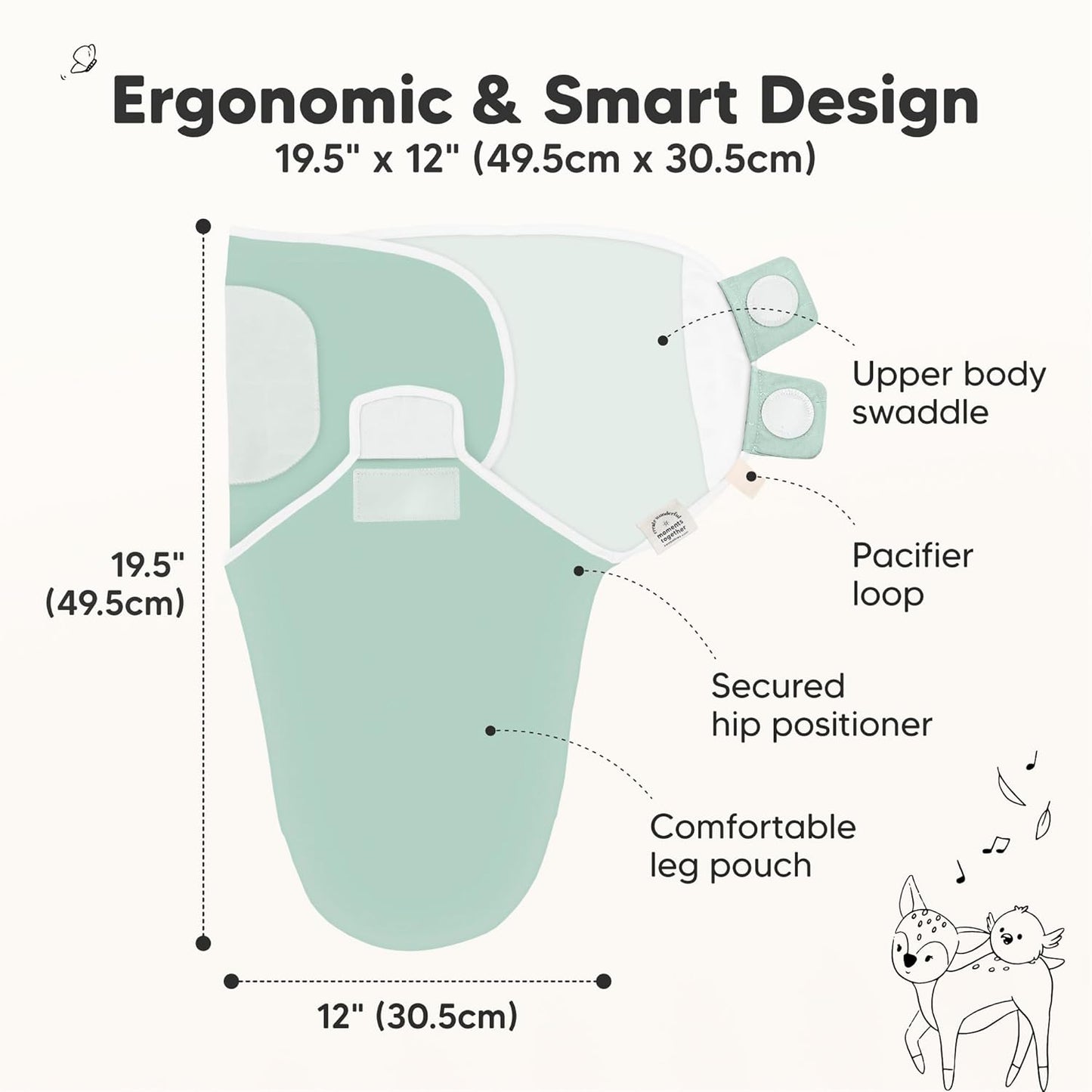 Organic Baby Swaddle Sleep Sacks by [Brand Name] - Soft & Snug for Newborns 0-3 Months | 3-Pack in Sage, XS
