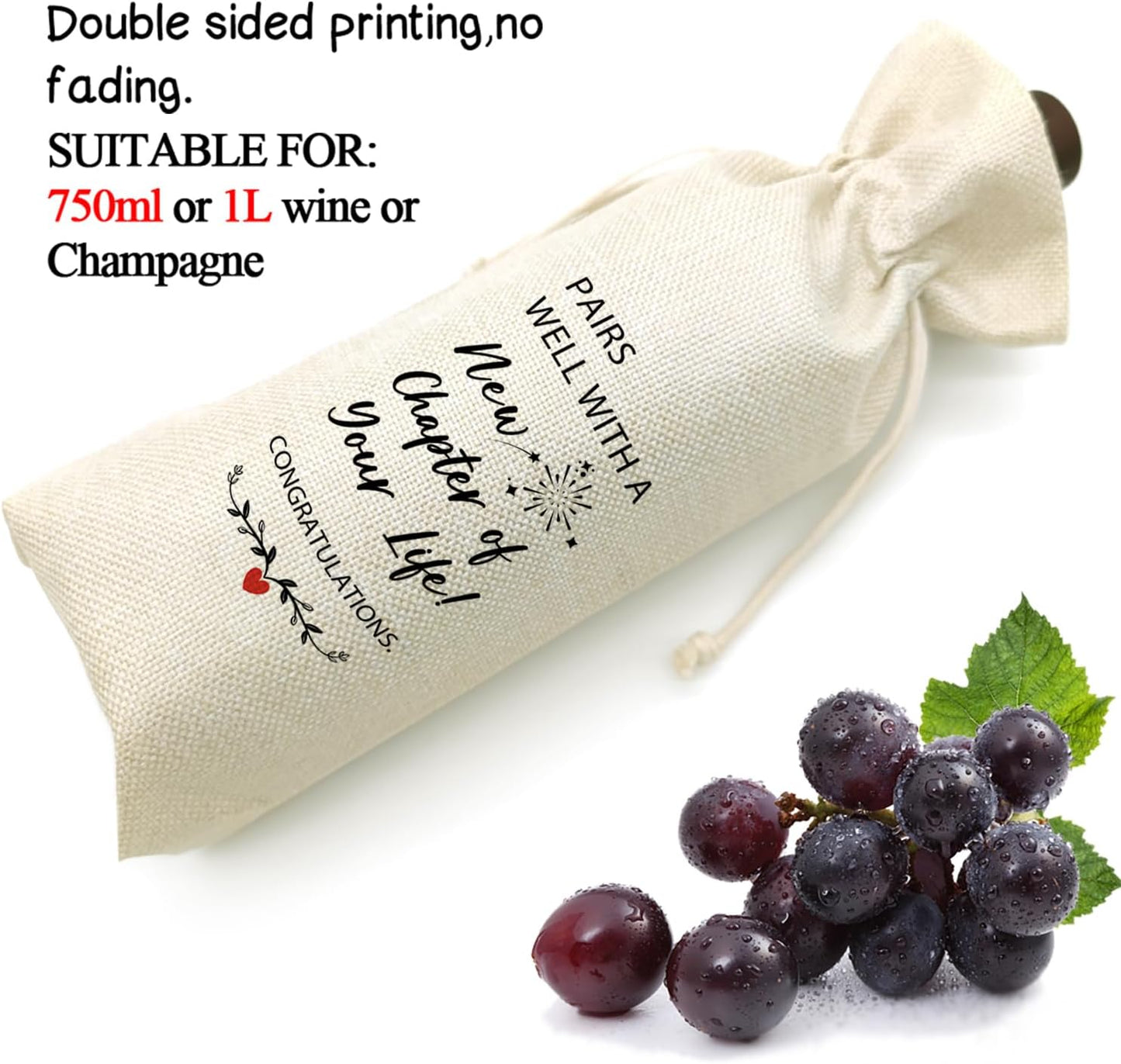 TBITON New Job Gifts, Farewell Gifts for Coworkers,New Beginning Gifts, Wine Gift Bags Going Away Gift for Friends Coworker Boss, Pairs Well With A New Chapter of Your Life (Beige-NEW JOB01)