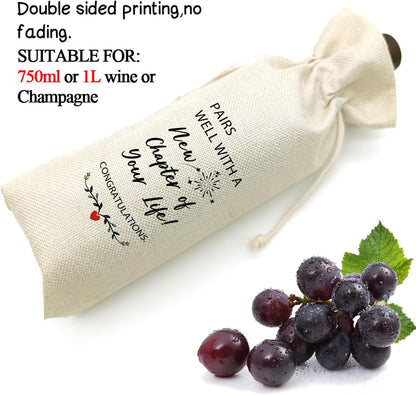 TBITON New Job Gifts, Farewell Gifts for Coworkers,New Beginning Gifts, Wine Gift Bags Going Away Gift for Friends Coworker Boss, Pairs Well With A New Chapter of Your Life (Beige-NEW JOB01)