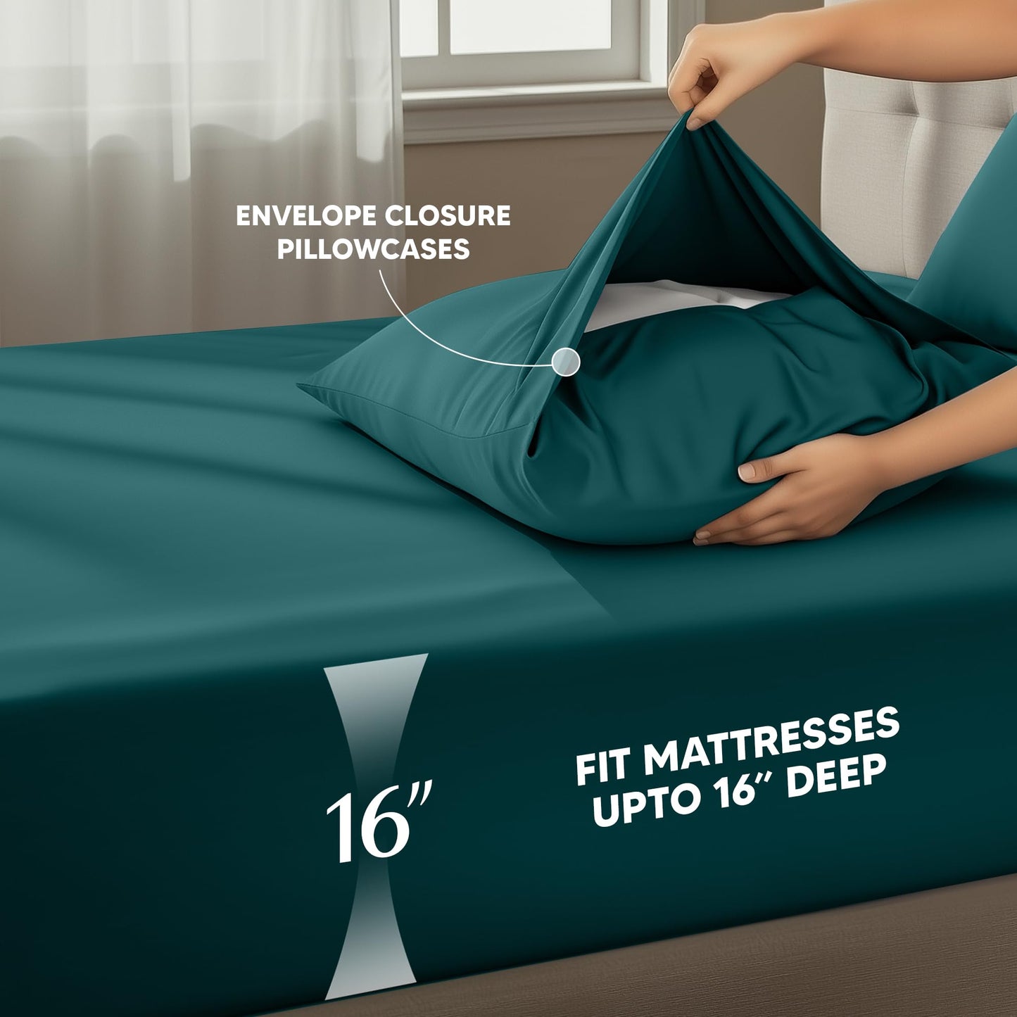 Utopia Bedding Queen Size Sheet Set – 4 Piece Bed Sheets, Soft and Breathable Microfiber, Includes 1 Fitted Sheet, 1 Flat Sheet and 2 Pillowcases – Oeko Tex (Teal Green)