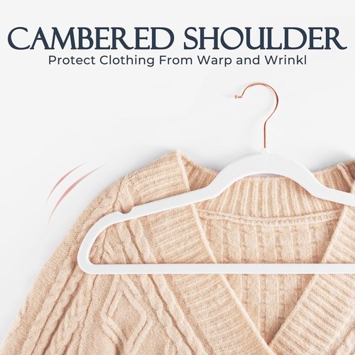 HOUSE DAY White Velvet Hangers - Premium Non-Slip Felt Clothes Hangers | 60 Pack, Durable Heavy Duty Design