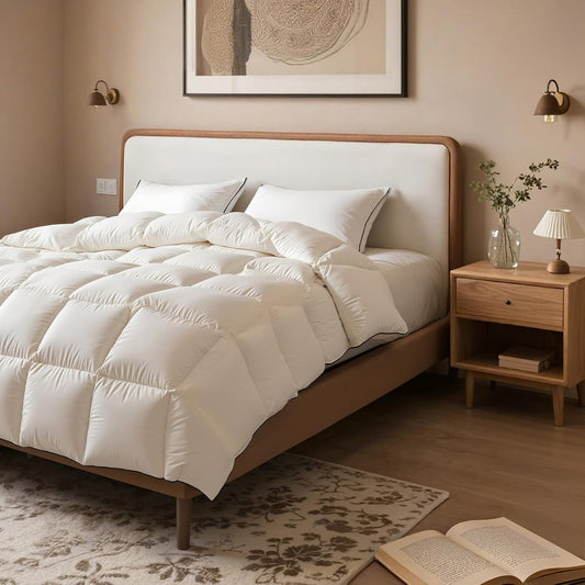 Skiennix Queen Size White Goose Down Fiber Comforter - Super Cozy & Soft All-Season Duvet Insert 90”x90”