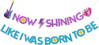 Hunters Birthday Decorations Banner - Glitter Kpop Demon Theme Party Supplies with Ribbon & Needle