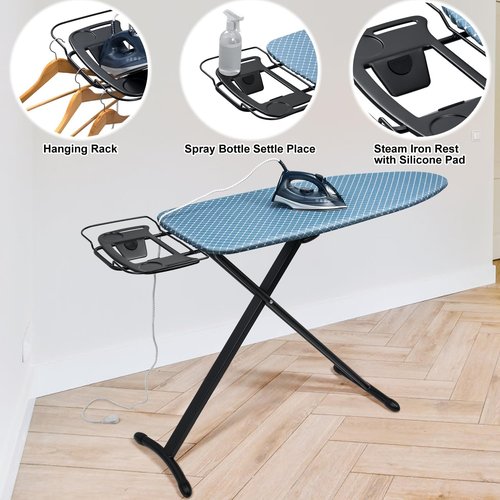 Duwee Deluxe Ironing Board - 17"x46" Full Size with Heat Resistant Cover & Adjustable Height