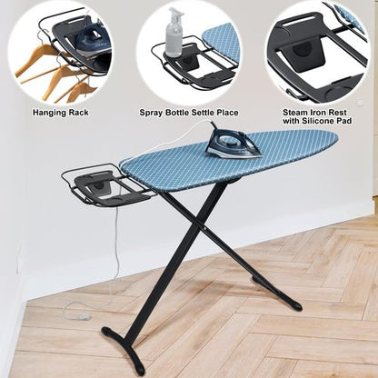 Duwee Deluxe Ironing Board - 17"x46" Full Size with Heat Resistant Cover & Adjustable Height