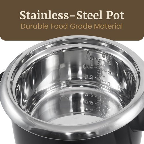 Elite Gourmet Electric Rice Cooker - 10-Cup Capacity with Stainless Steel Inner Pot | Perfect for Soups, Stews, and Grains