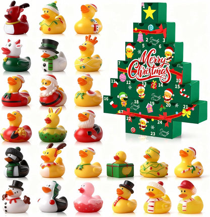 Sotiff Christmas Rubber Duck Bath Set - 24 Pcs Advent Calendar Surprise Gifts | Yellow-Green