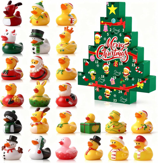 Sotiff Christmas Rubber Duck Bath Set - 24 Pcs Advent Calendar Surprise Gifts | Yellow-Green