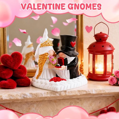 Exasinine Couple Gnome Figurines - Charming Wedding & Anniversary Cake Topper | Home Table Decor