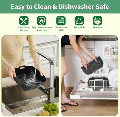 Skiennix 9-Inch Silicone Air Fryer Liners - Reusable Baking Accessories for Ninja & Cosori | 3 Pack