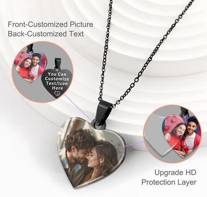 Skiennix Personalized Photo Necklace - Custom Engraved Jewelry Gift for Men & Women | Memorial Keepsake
