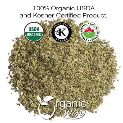 Organic Way Sage Leaf Cut & Sifted (Salvia Officinalis) | Herbal Tea - European Wild - Harvest | Organic & Kosher Certified | Raw, Vegan, Non GMO & Gluten Free | USDA Certified | Origin - Albania (1/4LBS | 4Oz)