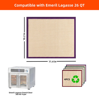 Silicone Air Fryer Liners Reusable For Emeril Lagasse French Door 360 Air Fryer, Baking Mat Accessories Compatible With Emeril 26 QT Dual-Zone Airfryer Oven