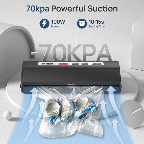 FoodSaver Vacuum Sealer Machine - 7-in-1 Automatic Food Preservation with 70kPa Suction | Black, Includes 2 Bag Rolls