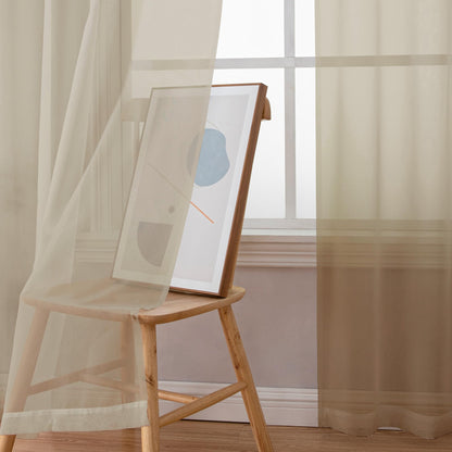 OWENIE Sheer Curtains 72 Inches Long for Bedroom Living Room, Rod Pocket Fimly Solid French Door Curtains Set of 2, Elegant Taupe Voile Curtains Panels Window Treatments, 42" Width
